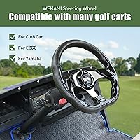 Vista 2 de D Volante de 12.5 Pulgadas para Carrito de Golf, Para Carrito de Club EZGO Yamaha, con Botón de Claxon, Volante de Carrera Negro Elegante