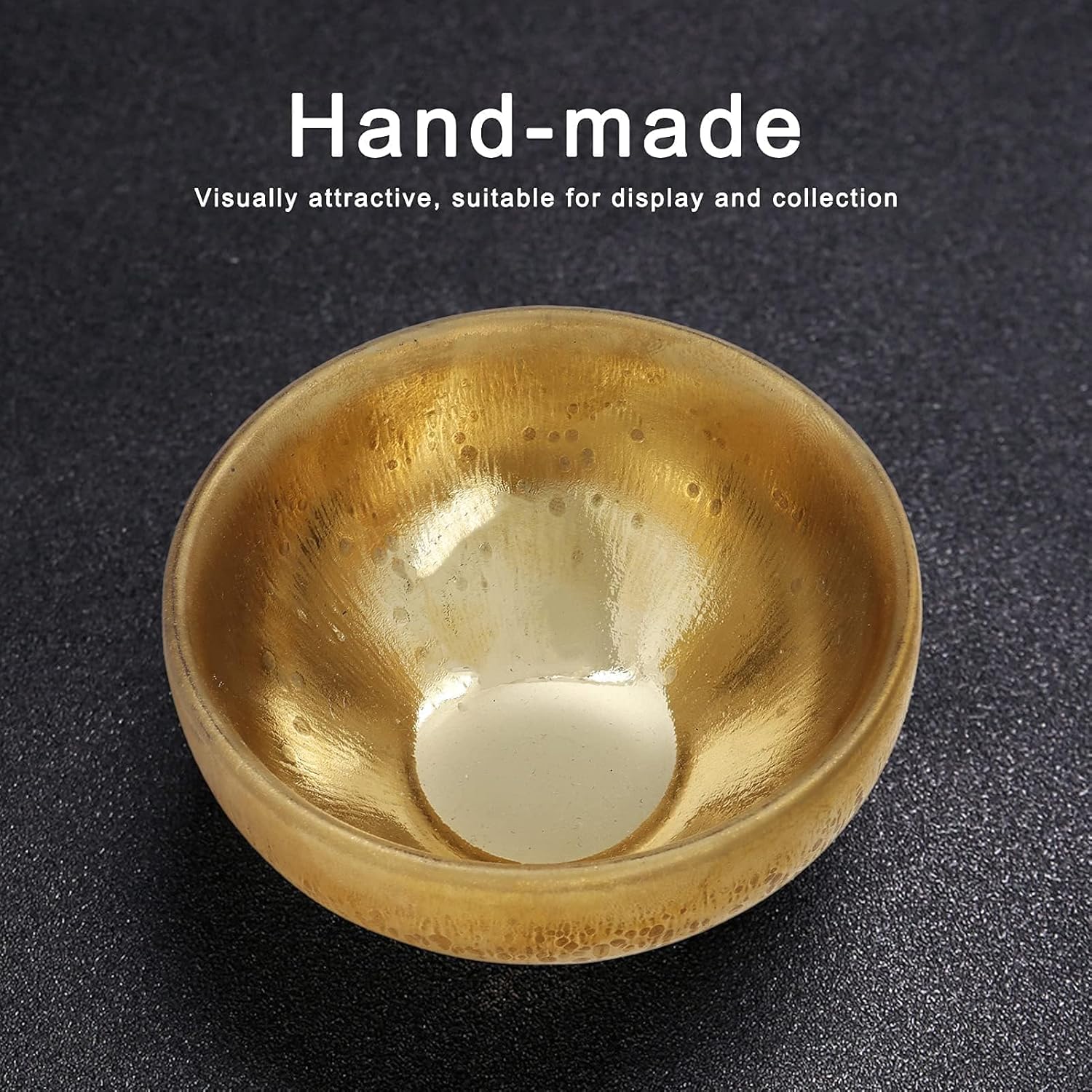 Cyrank Traditional Gold Ceramic Teacups, 130ml, 3.27" x 2.1" Handmade, Japanese & Chinese Style, Light Up, Color Changing, Microwave Safe, Dishwasher Not Safe, Perfect for Dessert & Dinner