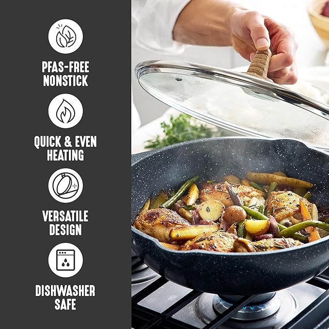 Sartén Wok GreenLife Antiadherente 12 pulgadas 5.1 QT con Tapa miniatura 5