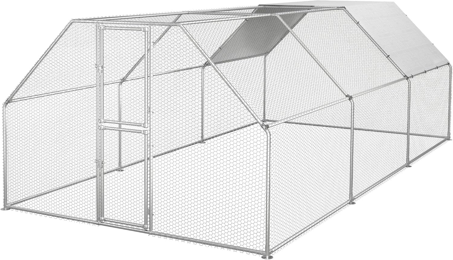 YITAHOME Large Metal Chicken Coop Run Pen for 10-20 Chickens, Walk-in Poultry Cage Hen Run House w Waterproof & Anti-UV Cover, Outdoor Chicken Cage