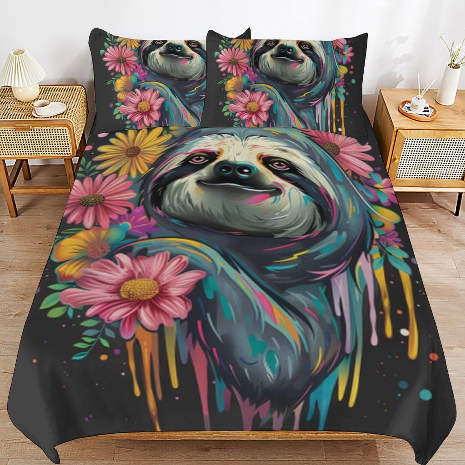 Funda de edredón con estampado 3D Faultierss microfibra cómoda