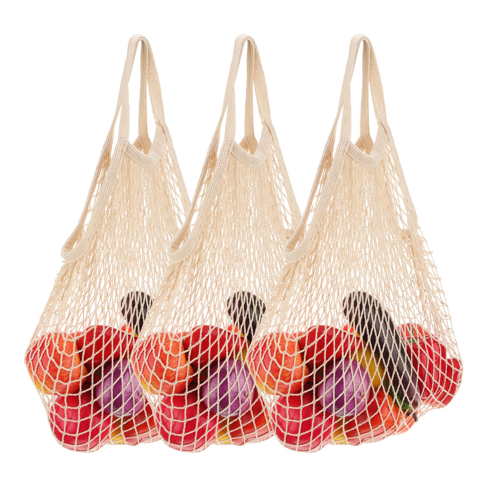 uxcell Reusable Mesh Produce Storage Bags Washable Net Portable Fruit and Vegetable Bag Cotton String Bags for Grocery Shopping