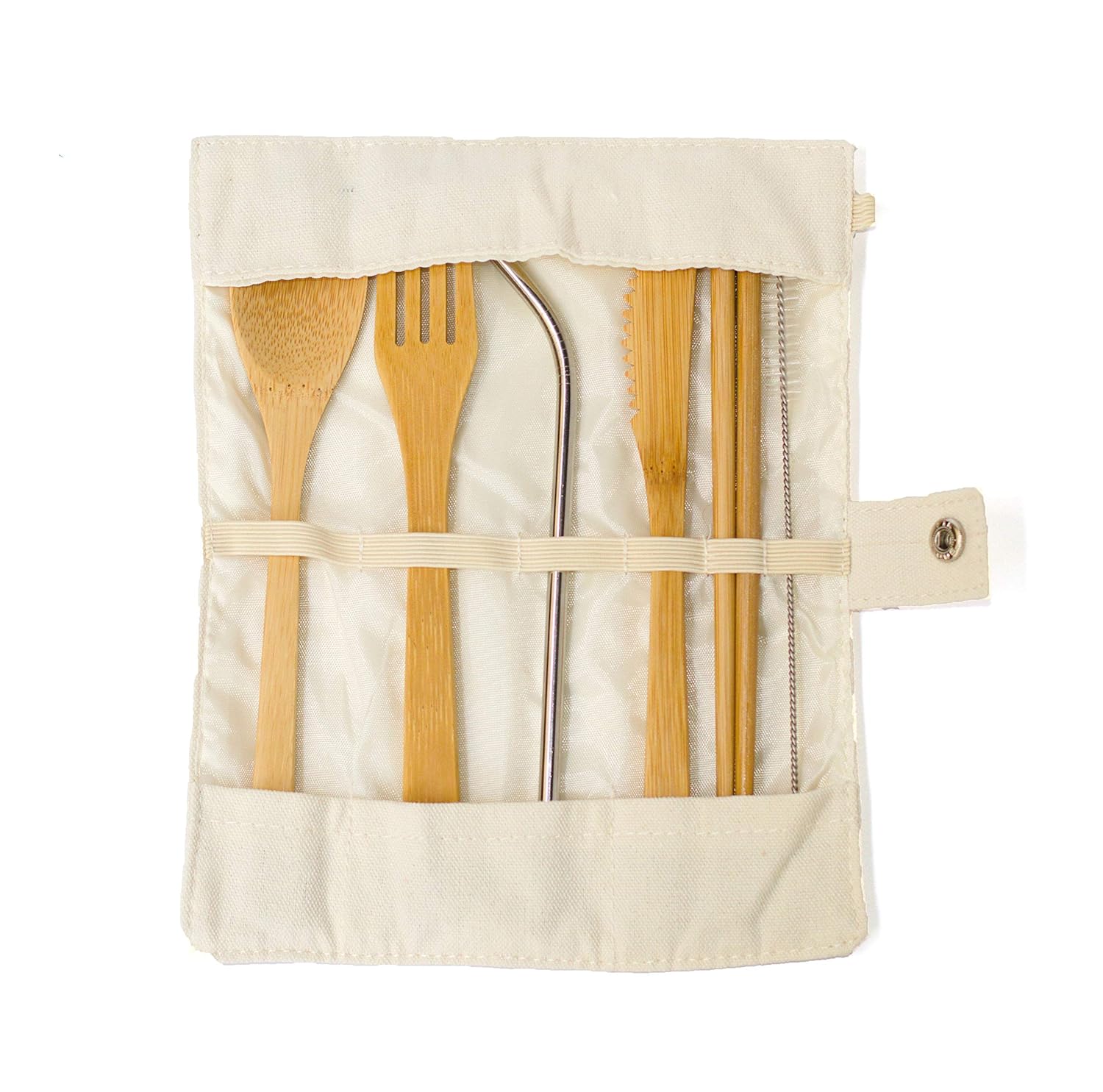 Let us Revive Bamboo Travel Cultery Set with Pouch, EcoFriendly Non