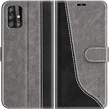 Mulbess für Samsung Galaxy A51 4G Hülle, Handyülle Leder mit Kartenfach, Klapphülle mit Magnetverschluss, Flip Case Etui Handytasche Schutzhülle, Stilvoll Grau