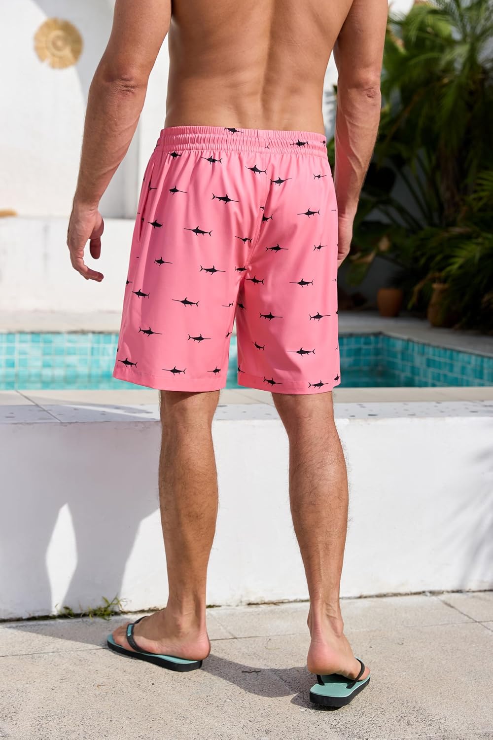 Lzzidou Men's Swim Trunks Hawaiian Bathing Mesh Lining Suit Swimsuits Beach Shorts with Pockets