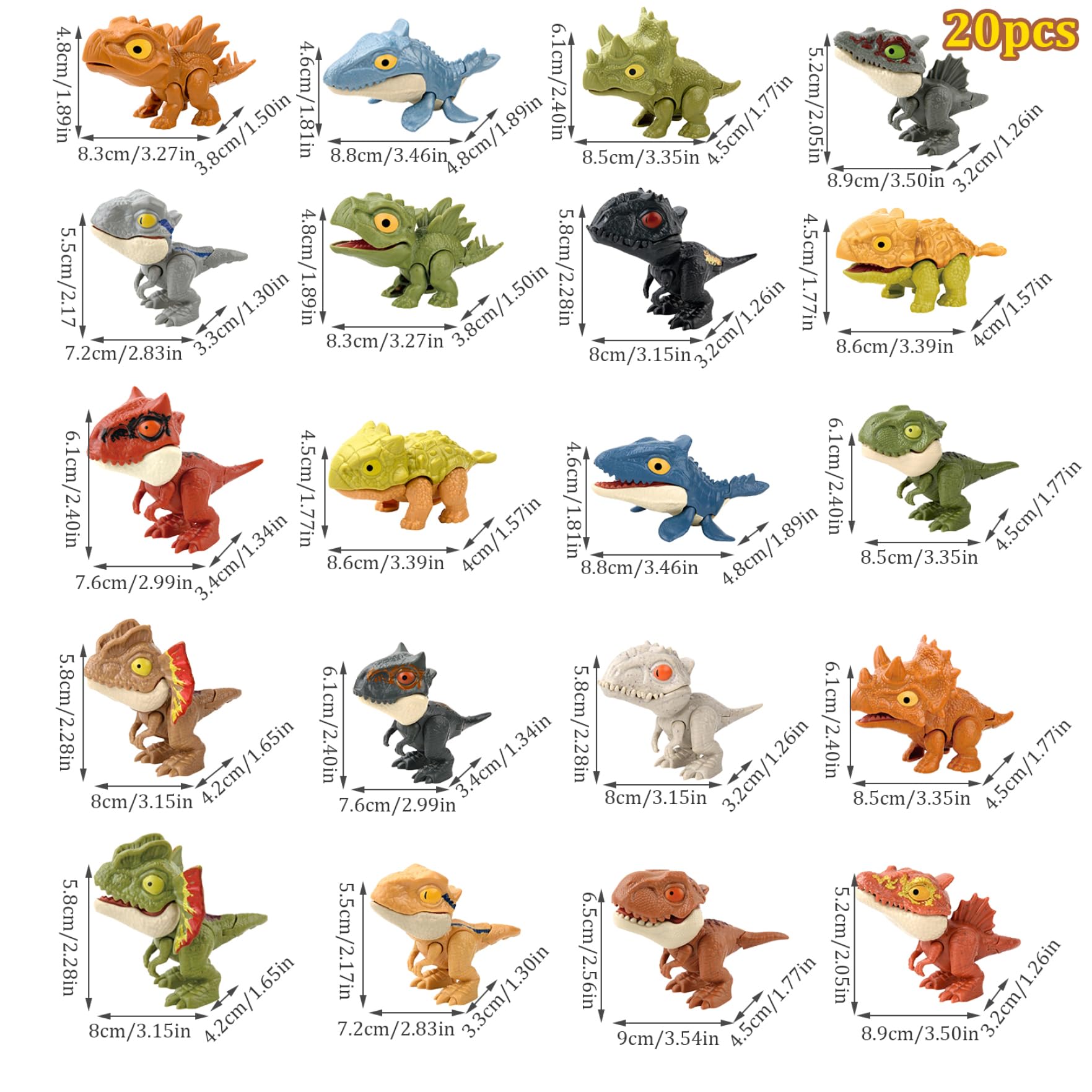Mini Figurines de Dinosaures pour Enfants de 3 Ans et Plus, 20 marionnettes à Doigts Dinosaure à articulations Mobiles, marionnettes éducatives Amusantes