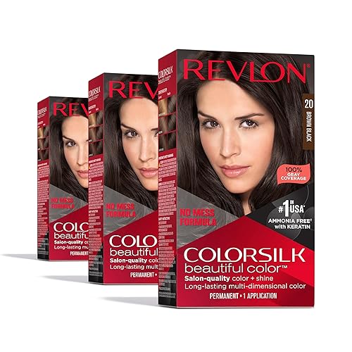 Tinte permanente Revlon Colorsilk para el cabello, color castaño, cubre 100 % de las canas, sin amoniaco, con queratina y aminoácidos, tonos