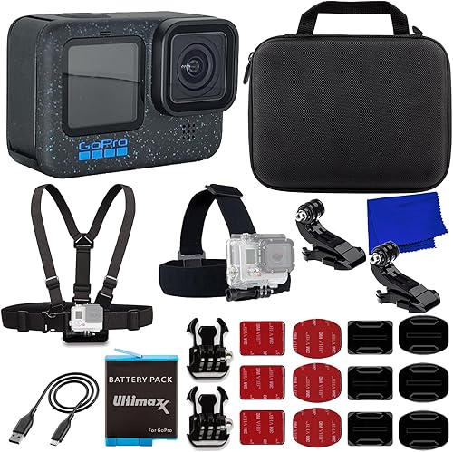Ultimaxx Starter GoPro Hero 12 Bundle - Incluye 1 x baterías de repuesto, funda de cámara de acción resistente al agua, correas para el pecho y la
