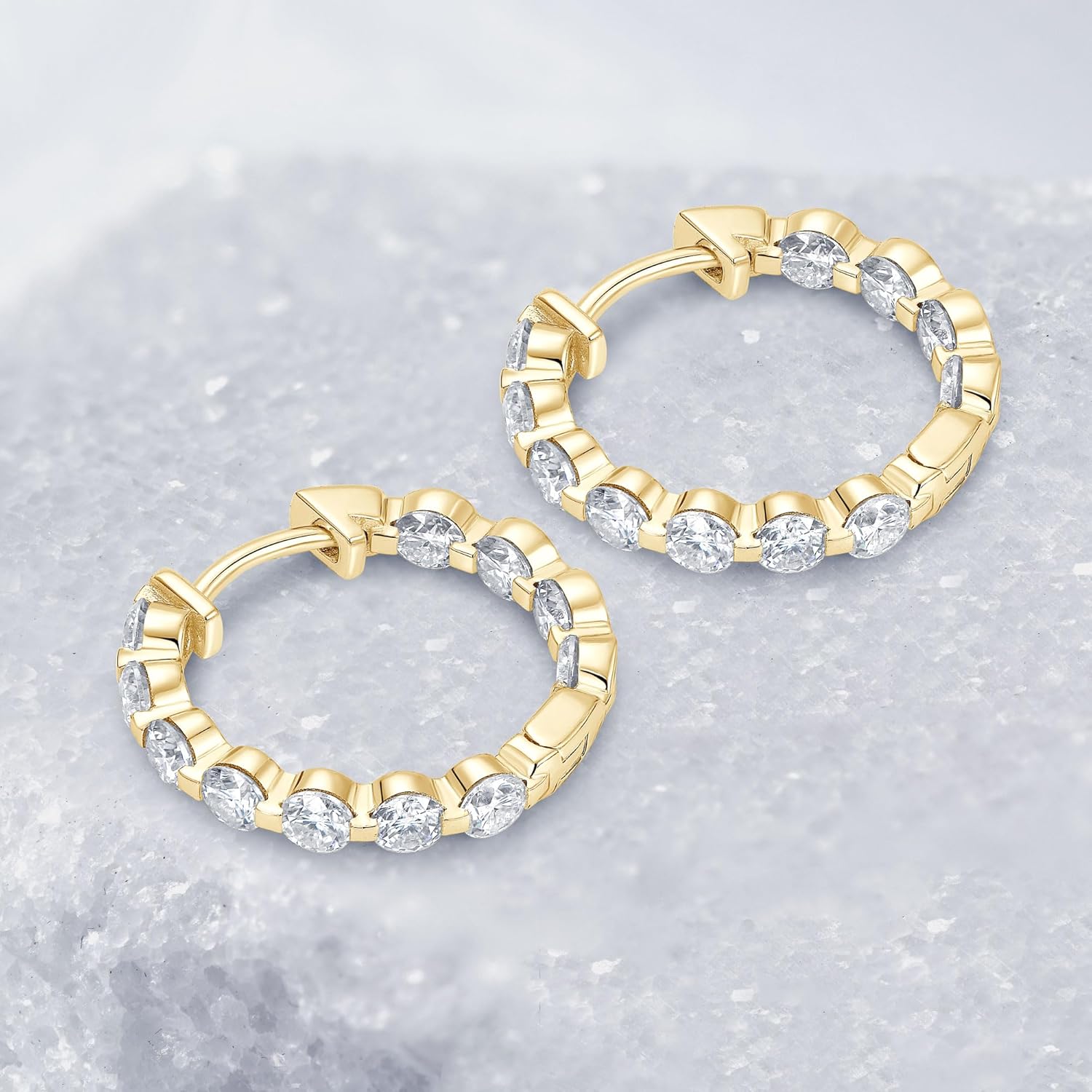 Moissanite Hoop Earrings for Women, 2.2cttw D Color 3mm Round Cut Moissanite 925 Sterling Silver Round Earrings for Mom Wife Wedding Birthday Jewerly Gifts - Image 4