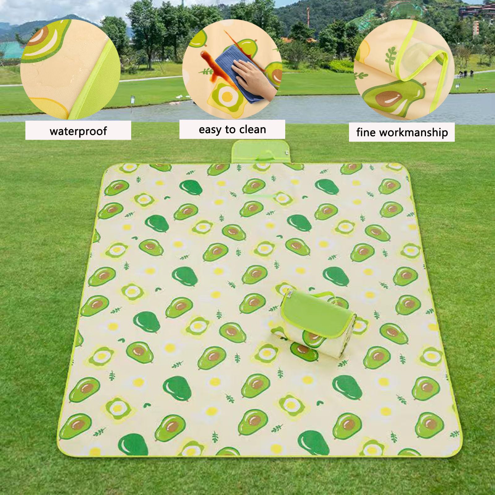 Coperte da picnic impermeabili pieghevoli, tappetino da picnic all'aperto, coperta da picnic, 190 x 198 cm, coperta da giardino per spiaggia, campeggio, escursionismo, parco, patio