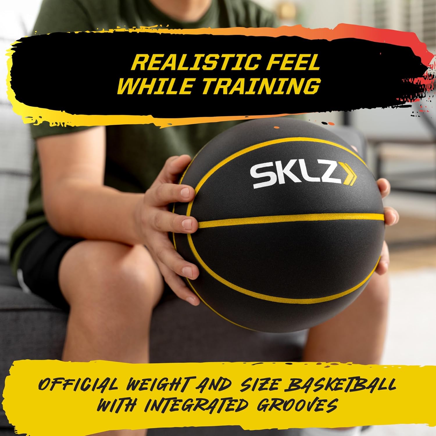SKLZ Bashhhketball Pro Silent Basketball – Official Size 7 Foam Basketball, 29.5” Indoor Training Ball with Real Bounce, Quiet Dribbling, Durable Construction, and Real Grip Channels - Image 4
