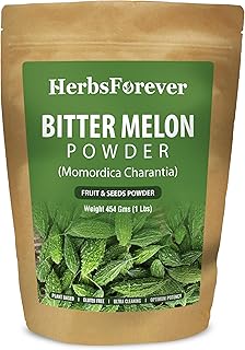 HerbsForever 苦瓜粉 水果和種子 - 碳水化合物控制,富含維生素礦物質和苦澀 - 野生收穫 - 非轉基因 素食 - 2 倍效力 | 超清潔 |新鮮季節性 | 蒸汽滅菌|16 盎司(約 453.6 克)-1 磅(約 0.5 公斤)