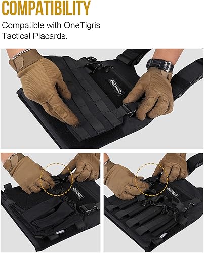 Miniatura 5 de OneTigris Chaleco Molle de perfil bajo para adulto con gancho y bucle, bolsillos elásticos laterales