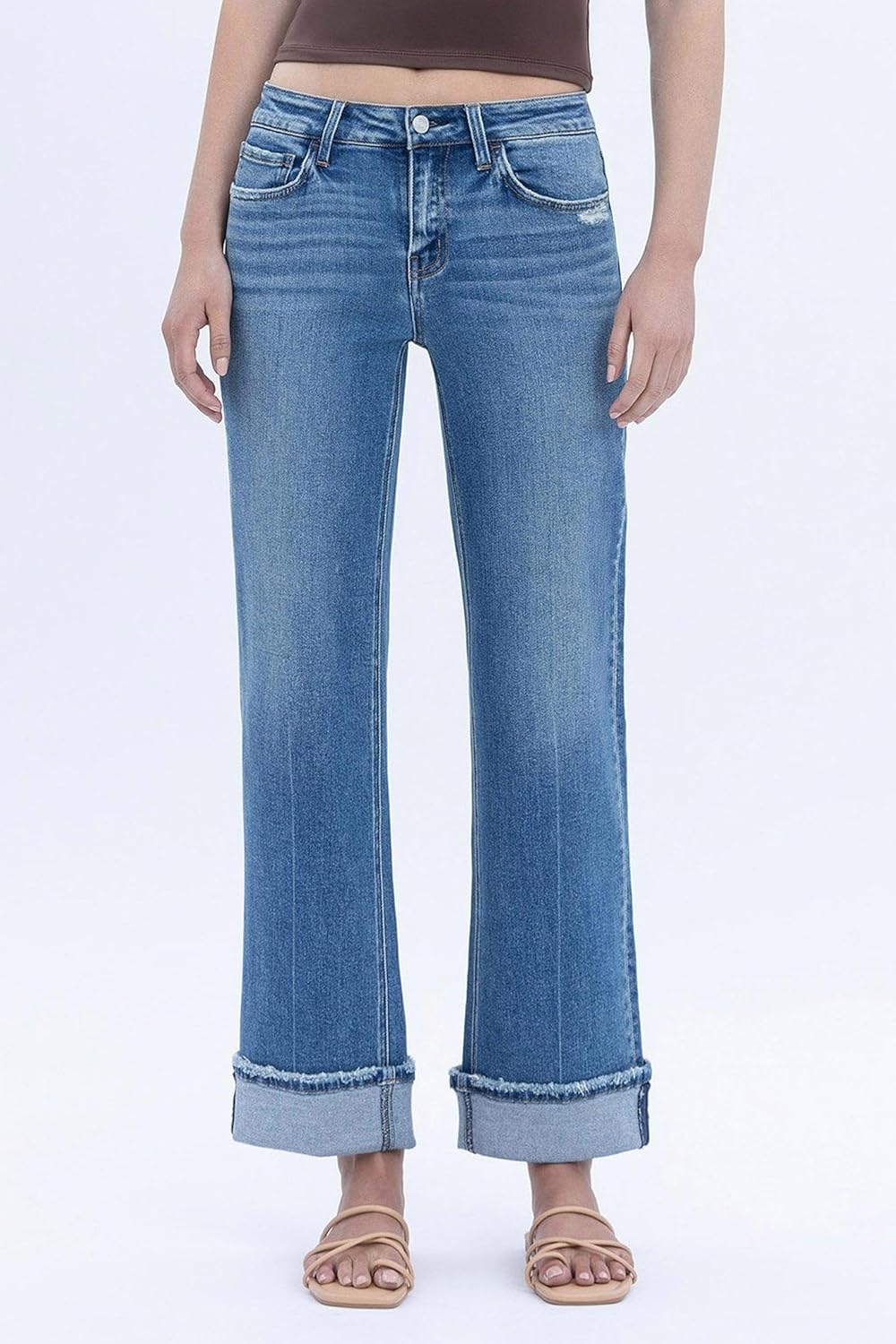 Vervet - Mid Rise Slim Wide Jeans with 3" Raw Edge Cuff (28" Inseam) - LV1948 - Includes Official Tag