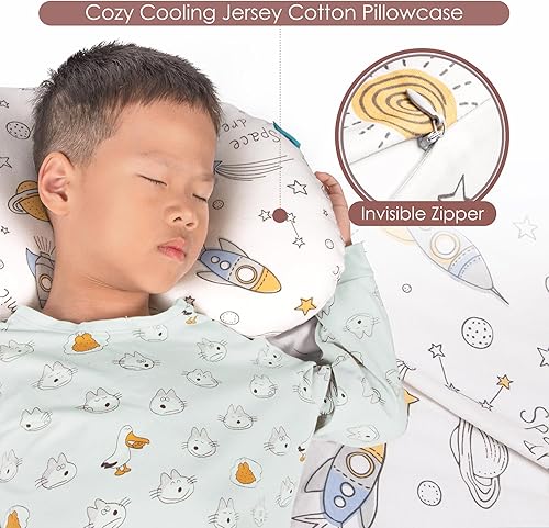 Miniatura 4 de BYRIVER Almohada de dormir de 12 x 22 pulgadas con funda de almohada de algodón, almohada ergonómica para niños y niñas, almohada pequeña para