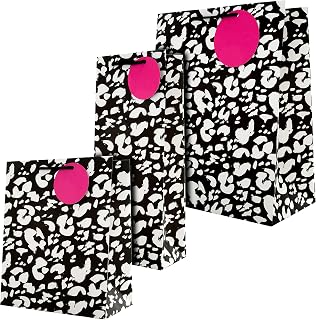Hallmark Multi Occasion Gift and Bottle Bags Bundle - 1 Large and 1 Medium Gift Bag, with 1 Bottle Bag in 1 Contemporary Leopard Print Design