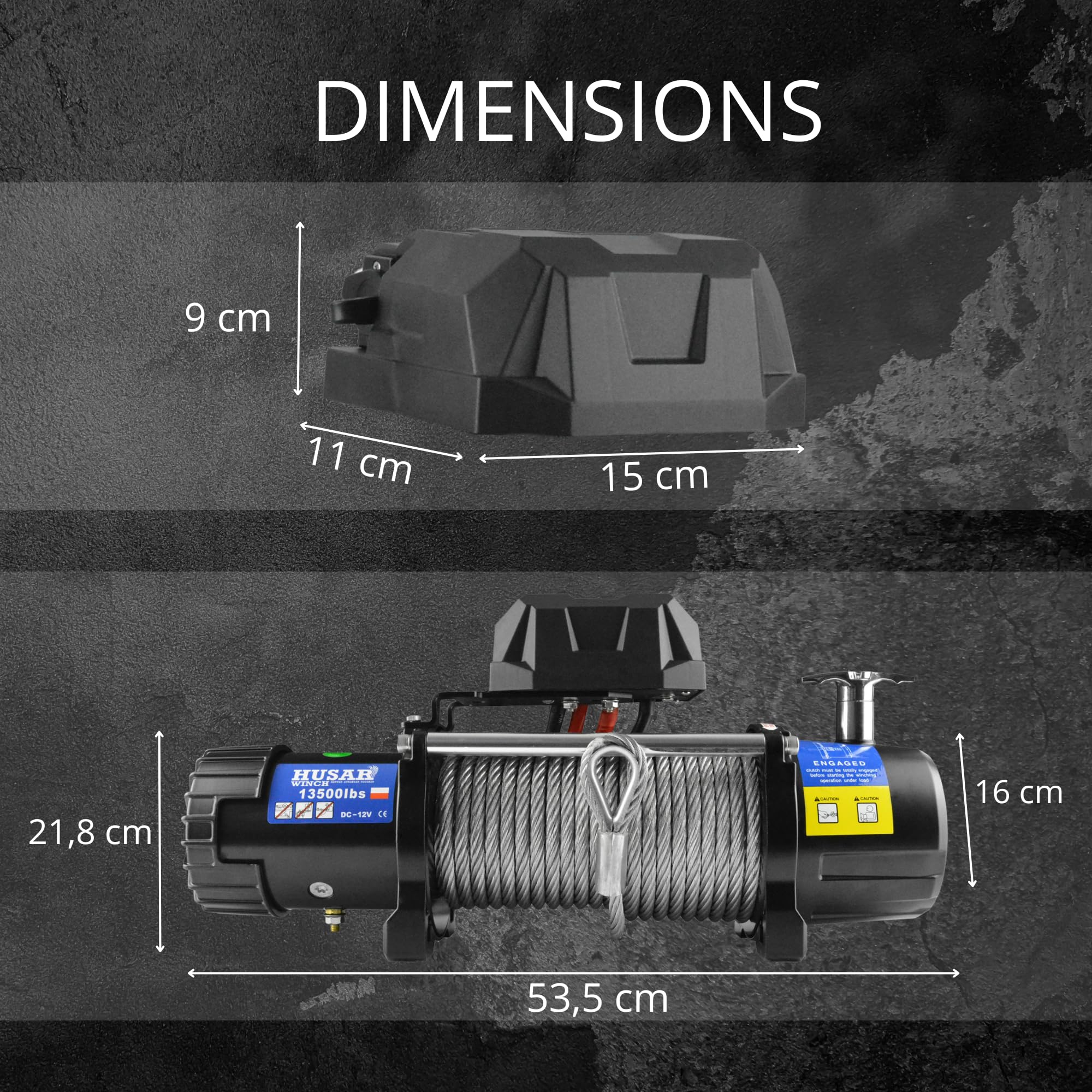 Verricello Elettrico 12V, 13500 lbs | 6124 kg - Cavo in Acciaio da 22 m, Controllo Wireless, Ingranaggio Planetario a 3 Stadi - Ideale per Fuoristrada e Veicoli 4x4 OFF ROAD