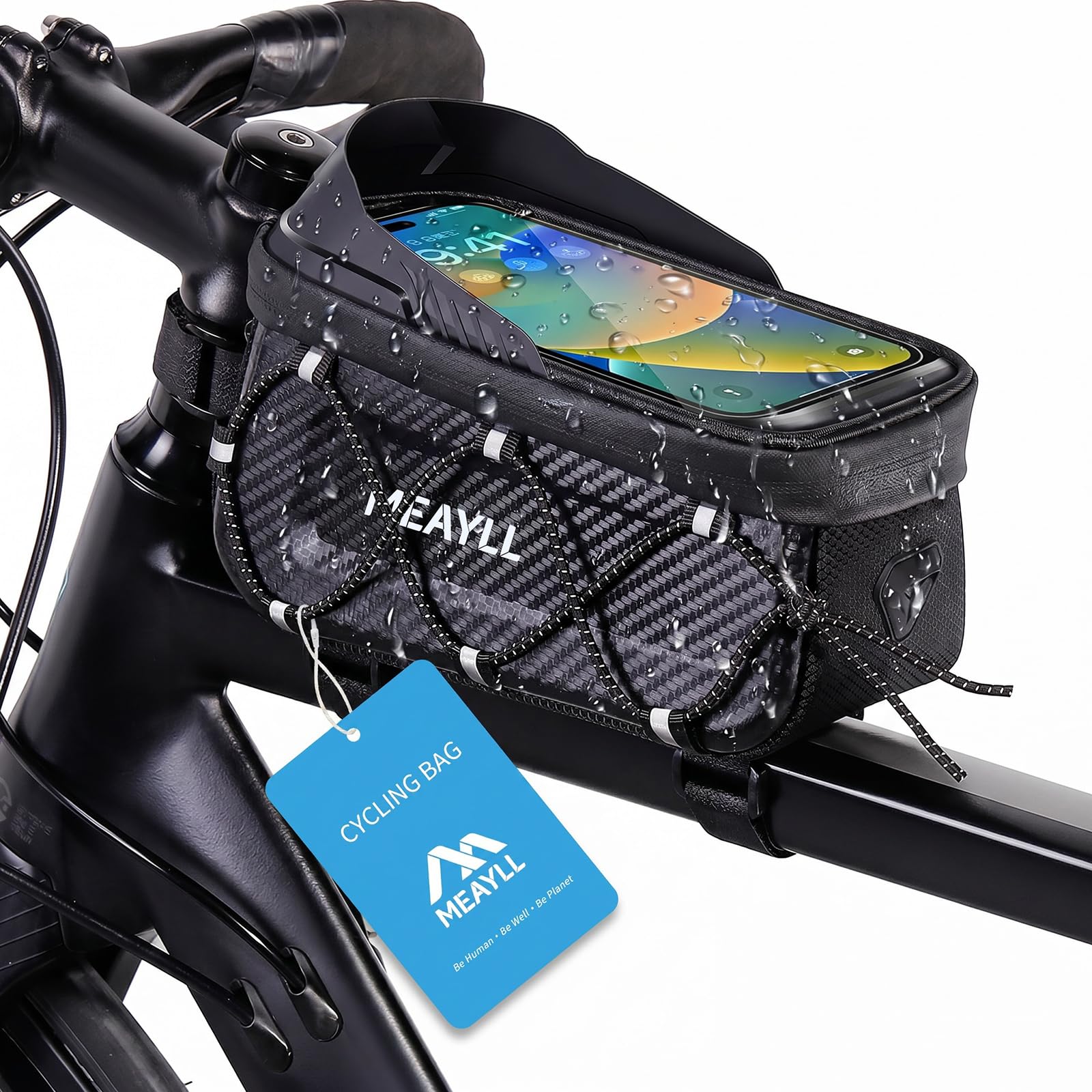 Meayll Fahrradtasche Rahmen 1,6L Wasserdicht I Rahmentasche Fahrrad mit Handyfenster & Touchscreen I Oberrohrtasche Fahrrad Klettverschluss – Ideal für Bikepacking, E-Bike, MTB, Gravelbike, Rennrad