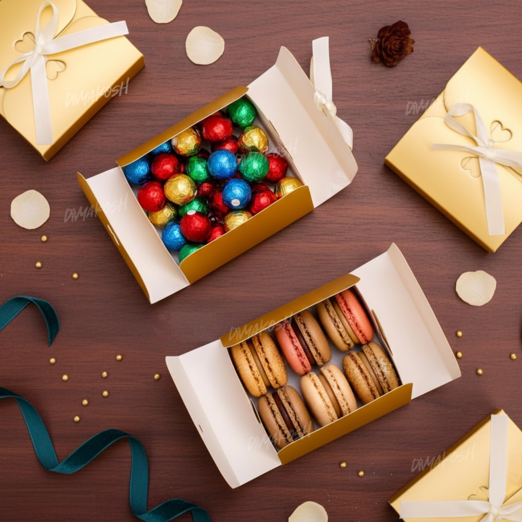 Golden Gift Boxes - 12 Pack for Diwali & Parties -7