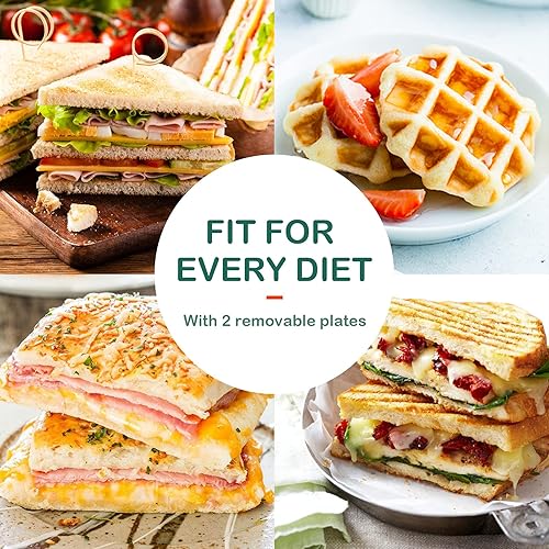 Miniatura 7 de Sandwichera eléctrica 2 en 1 mini waflera con rejillas antiadherentes extraíbles antidesbordamiento luces indicadoras LED para personas sobre la