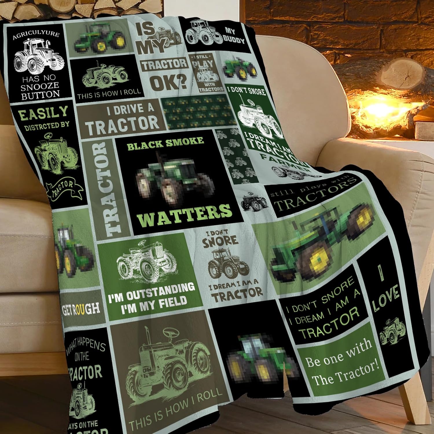Tractor Blanket Tractor Throw Blanket Soft Cozy Warm Fuzzy Fleece Lightweight Plush Merch Tractors Decor Gifts for Lover Man Woman Boy Girl Couch Bedding Sofa 50"X40"
