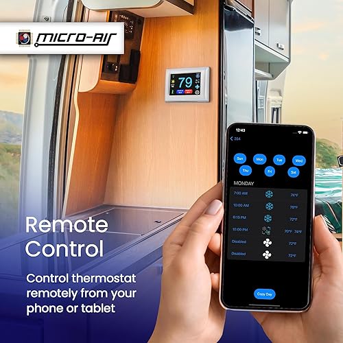 Vista 83 de MICRO-AIR - Termostato digital EasyTouch con WiFi o Bluetooth, programable y confiable, termostato Dometic para autocaravana, exteriores