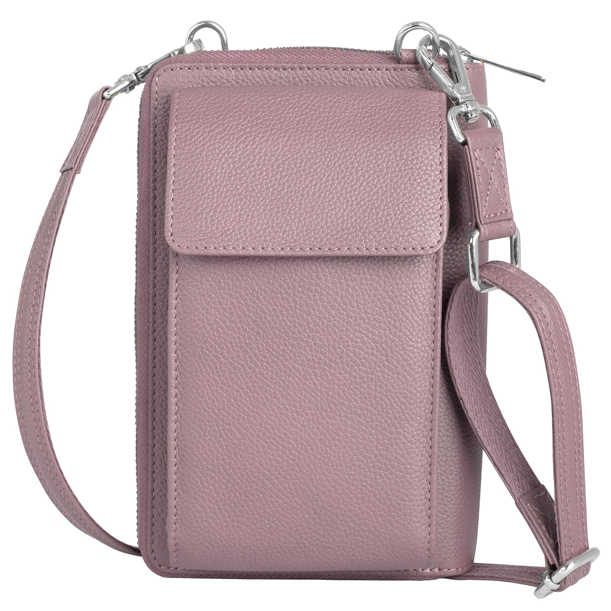 Crossbody Bag for Women Leather Phone Wallet Purse with Adjustable Anti Theft Strap and RFID Blocking 12 Cards