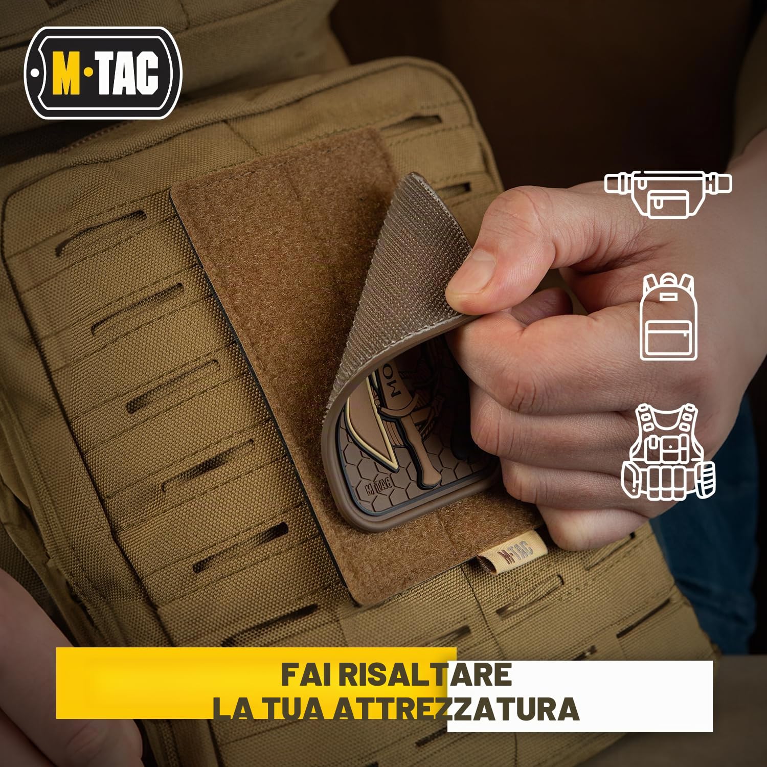 M-Tac Tactical Morale Patch Hook And Loop Display Board Molle, Coyote, 80 x 135