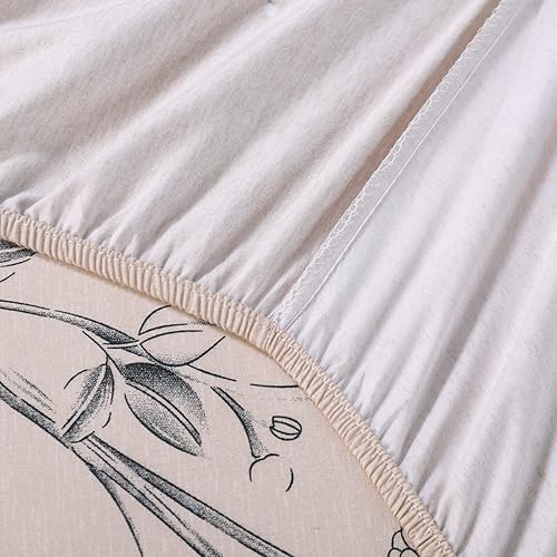 Miniatura 6 de Juego de sábanas de microfibra, estampado floral de floresramas, 4 piezas (1 sábana bajera de bolsillo profundo y elástico en todo el contorno, 1