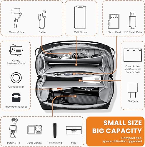 Miniatura 8 de Tomat Osmo Pocket 3 Bolsa de transporte para DJI Osmo Pocket 3Osmo Mobile 7PSEAccessories, estuche grande de viaje portátil impermeable multicapa
