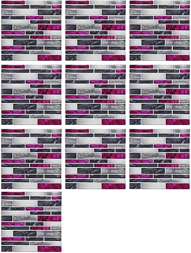 Miniatura 1 de Azulejos autoadhesivos 3D de 10 hojas para salpicaduras de cocina, azulejos autoadhesivos 3D para salpicaduras de cocina y baño, 8 pulgadas