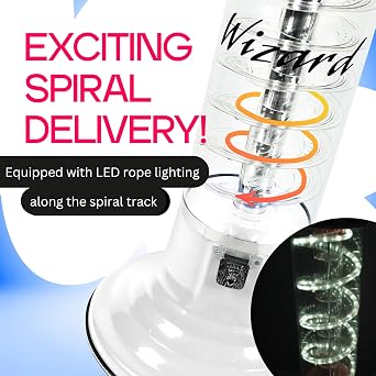 Gumball Machine Original Spiral with LED Light Rope - 4`10 Height - Set Up for $0.25 - Dispenses 1 Gumballs, Bouncy Balls & Toys in Round Capsules - Spin & Drop Vending Machines - White