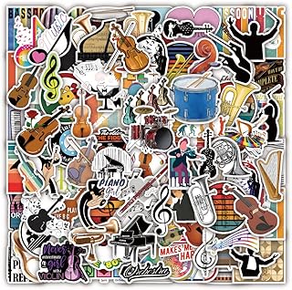100Pcs Music Stickers for Orchestral, Violin Laptop Stickers for Kids,Musical Instrument Aesthetic Vinyl Waterproof Piano Decal Sticker for Water Bottles,Skateboard,Guitar,Gifts for Adults Teens