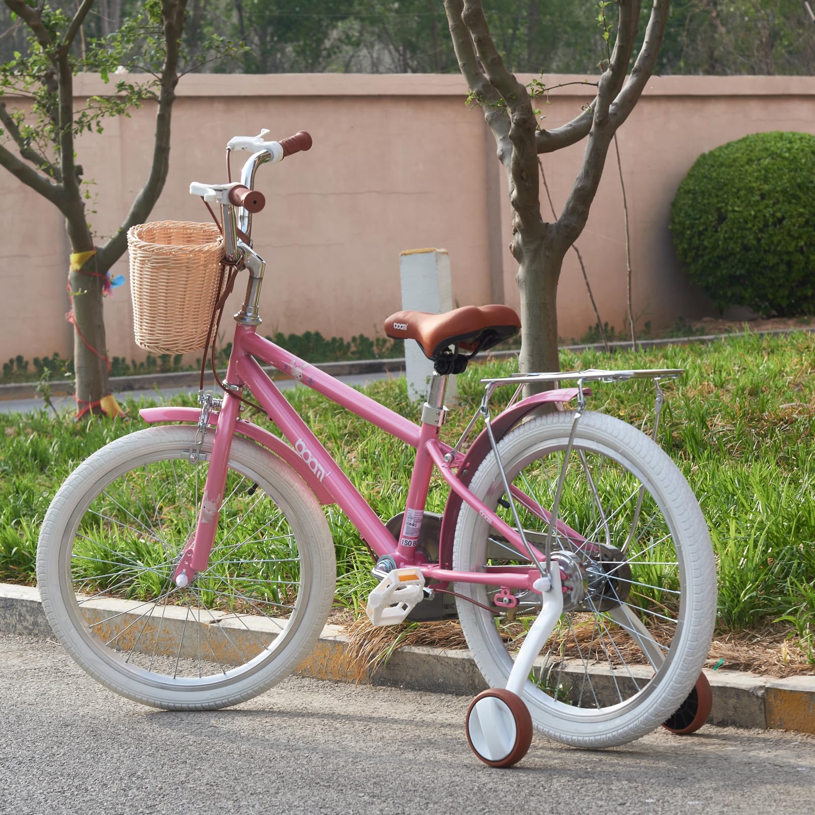 Kinderfahrrad mit Korb und Stützrädern,Mädchenfahrrad 14/16/18/20/22 Zoll für im Alter von 3 bis 14 Jahren,Fahrrad für Mädchen mit Schutzbleche und Kettenschutz,Höhenverstellbar