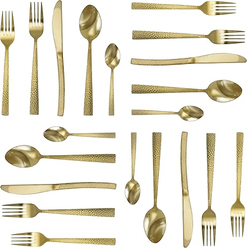 Miniatura 10 de MegaChef Baily - Juego de cubiertos de acero inoxidable para 4 pulgadas, 20 piezas, color negro