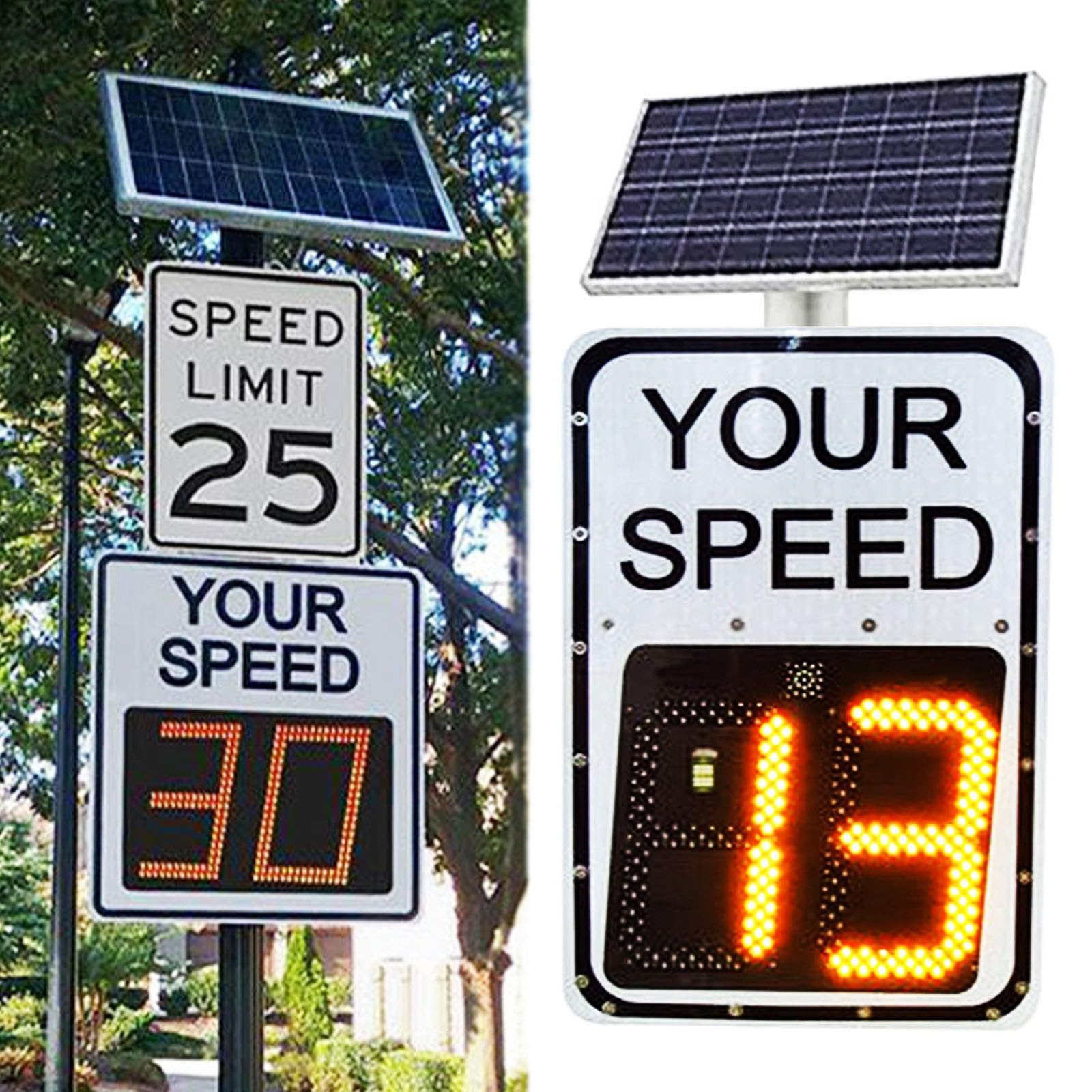Señal de límite de velocidad de radar, tablero de retroalimentación de tráfico alimentado por energía solar para advertencia de carretera, 20 x 28 pulgadas, mejora la seguridad del vehículo con