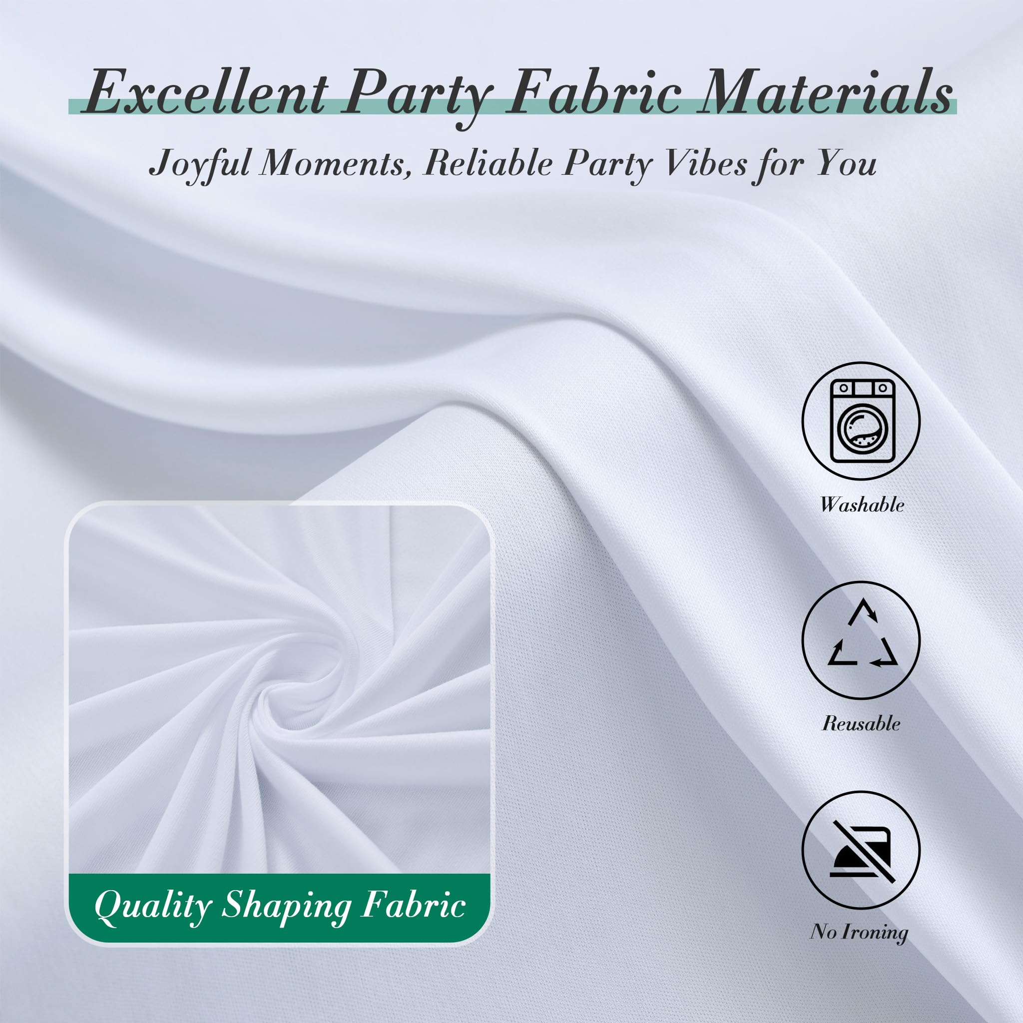 Lot de 8 rideaux de fond en polyester infroissables pour fêtes de mariage, fête prénatale, fête d'anniversaire, 12,2 x 3 m, blanc