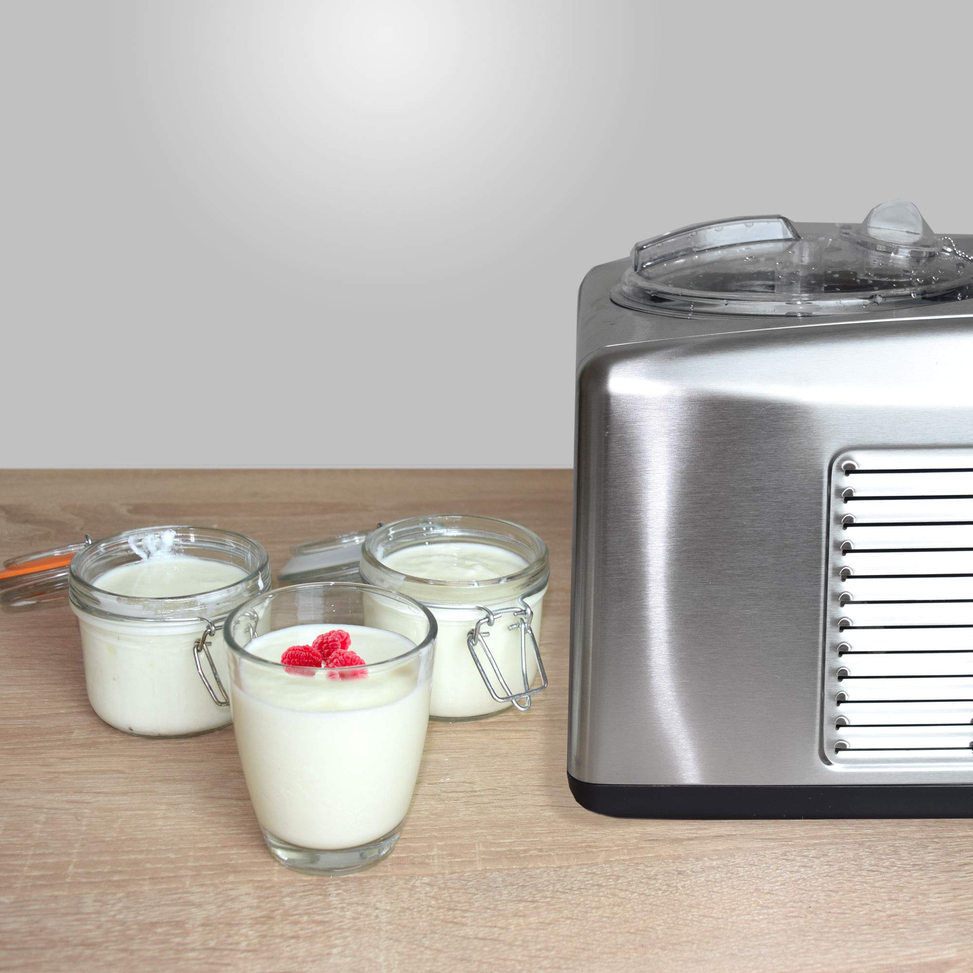 Digitale Edelstahl Eismaschine und Joghurt Bereiter mit Kompressor Gino Gelati IC-250W Helado