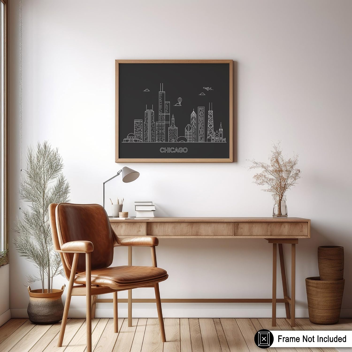 Poster Master Chicago Poster - Skyline Art - City Design - Travel Illustration - Line Drawing - Black and White Design - Sketch Illustration - Abstract Design - Minimal Decor - 8x10 UNFRAMED