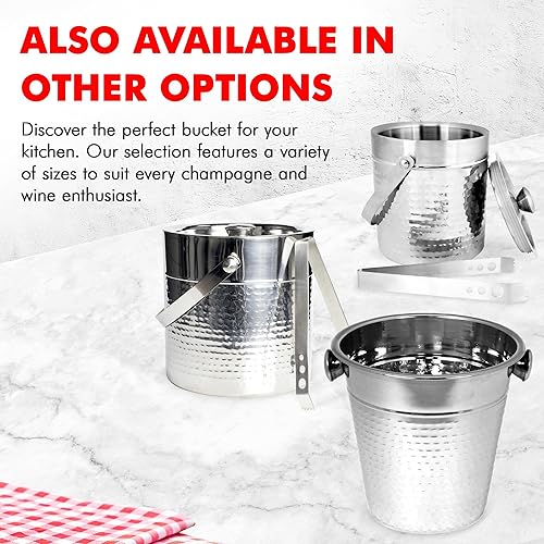 Miniatura 7 de Chef Craft Cubo de hielo martillado con pinzas, capacidad de volumen de 3 cuartos de galón, acero inoxidable