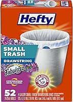 Hefty 4 Gallon Small Trash Bags Fabuloso Scent 52 Count - ARM & HAMMER Odor Control Drawstring Liners