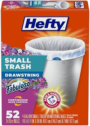 Hefty Small Trash Bags Fabuloso Scent 4 Gallon 52 Count