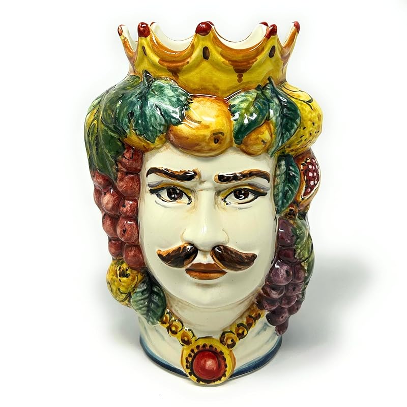 Italian Ceramic Art Head Face Male Vase Small Testa di Moro (Sicily) Pottery Hand Painted Made in ITALY