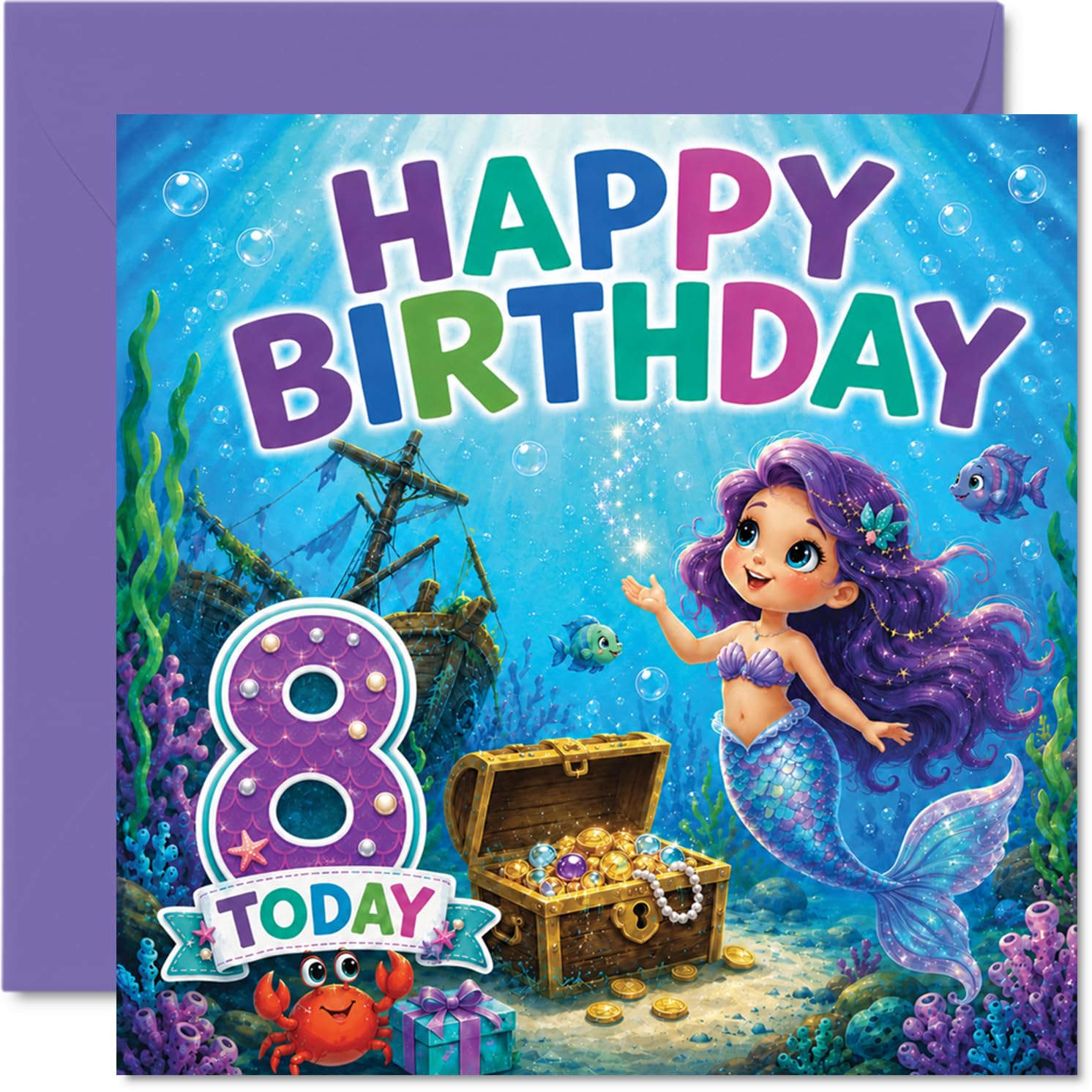 Playful 8th Birthday Card, Dive into Birthday Fun