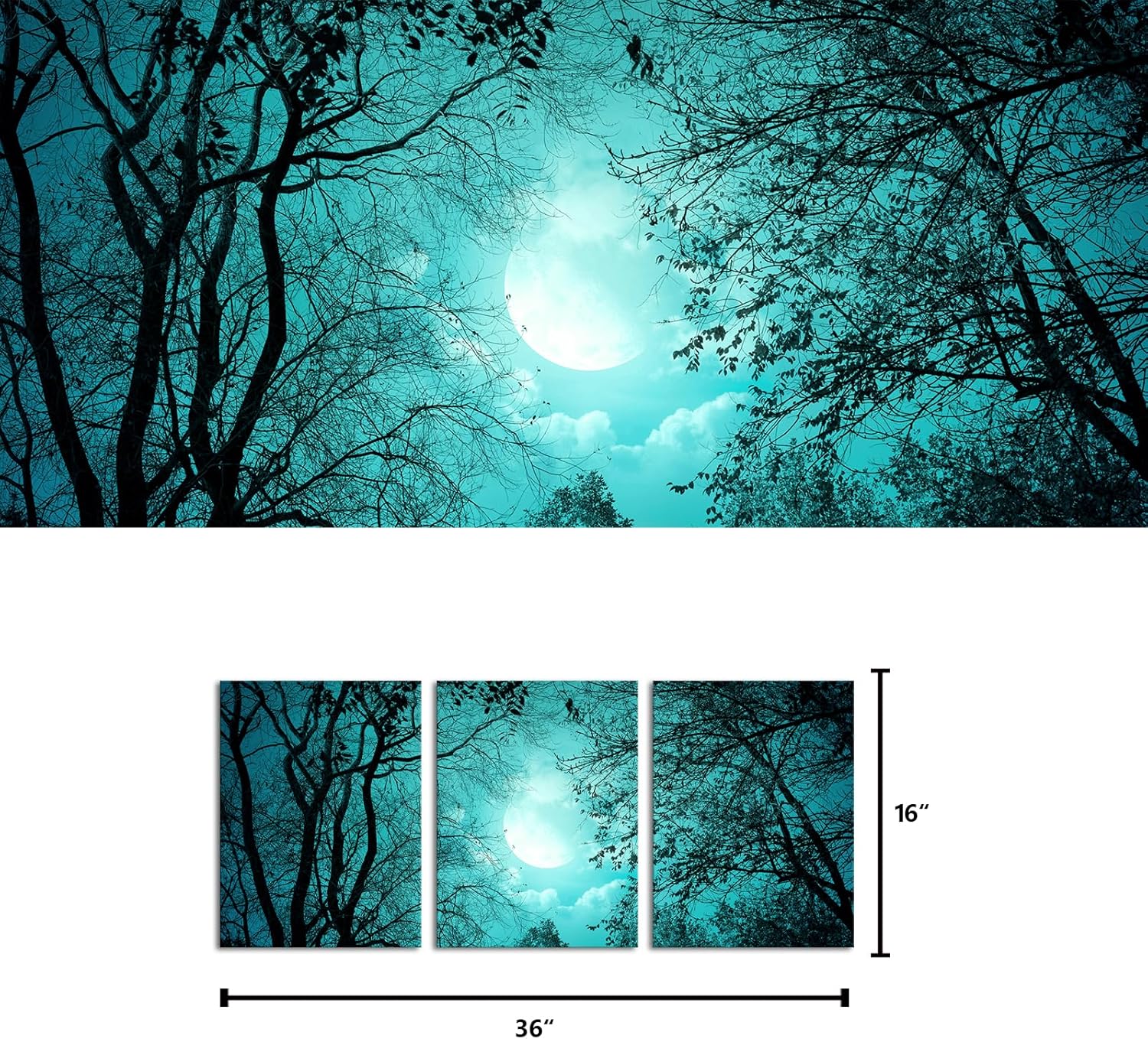 Visual Art Decor Teal Nature Landscape Forest Canvas Wall Art Teal Pictures Bedroom Decor Living Room Decor 12x16inch x 3Pieces