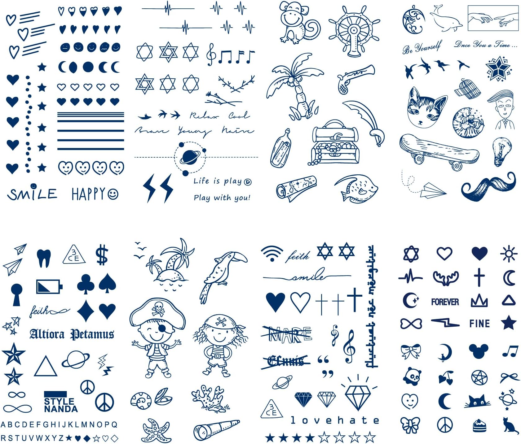 Semi Permanent Tiny Tattoos for Kids Boys Grils, 8-Sheet Realistic Fake Tattoos Waterproof and Long Lasting 2 Weeks, Premium Temporary Tattoo Classic Heart Tiny Style