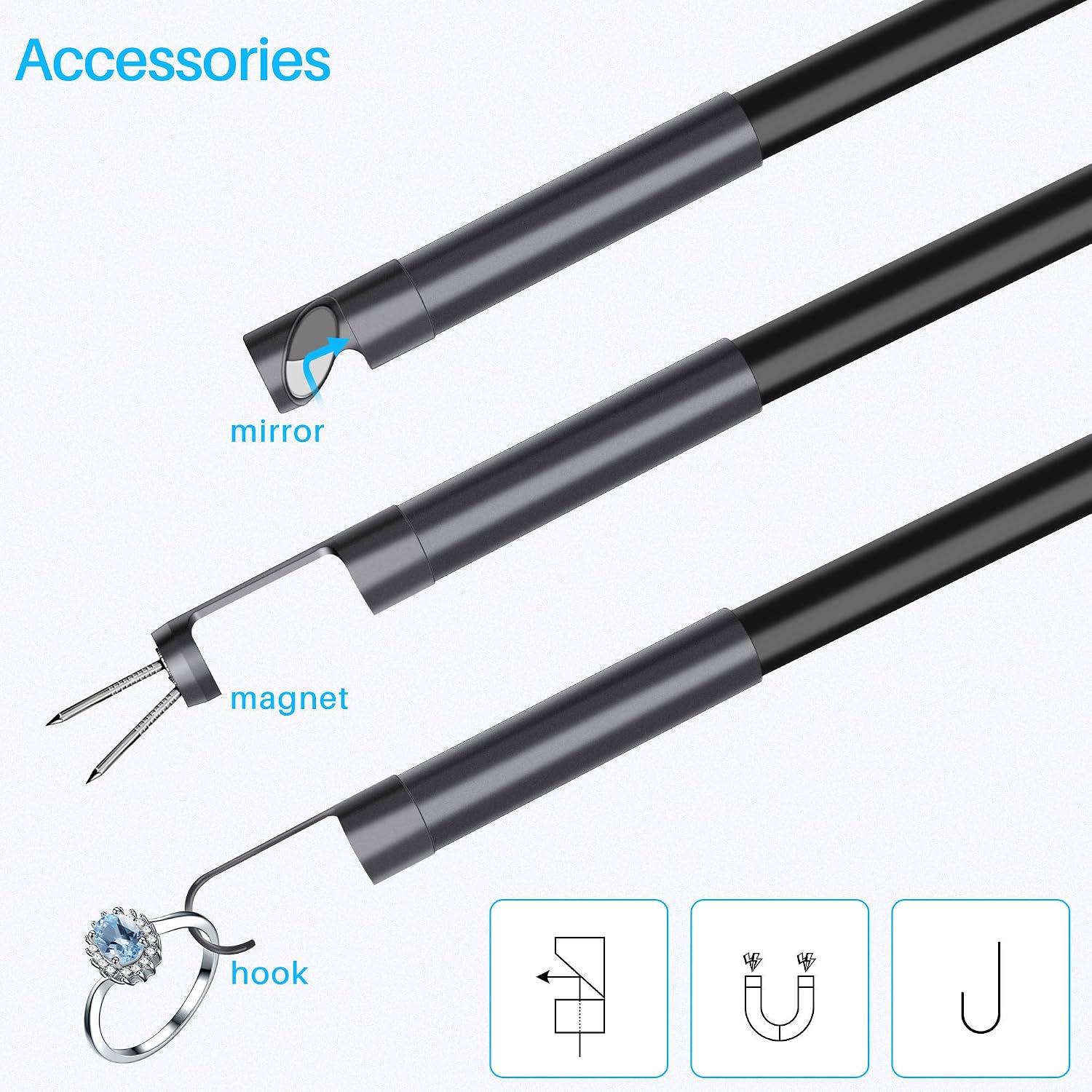 Industrial Endoscope Borescope Inspection Snake Camera Waterproof with 4.3 inch LCD Screen 1080P HD Digital Cameras, 9.84 Feet Semi-Rigid Cord with LED Lights, 32GB TF Card (9.84 ft/3 Meters)