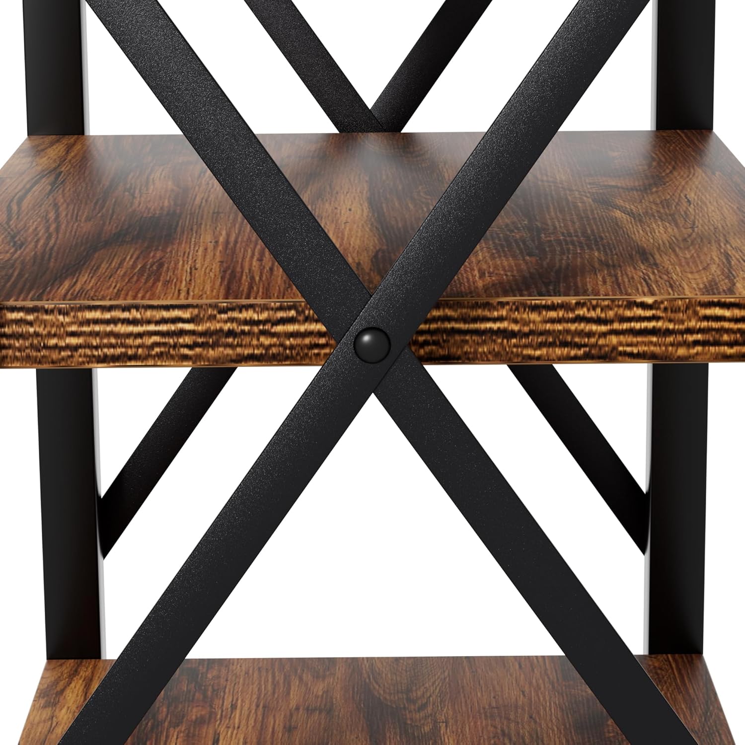 VECELO Modern Nightstands X-Design Side End Table Night Stand with Storage Shelf for Bedroom,Living Room,Set of 2 (Brown A2)