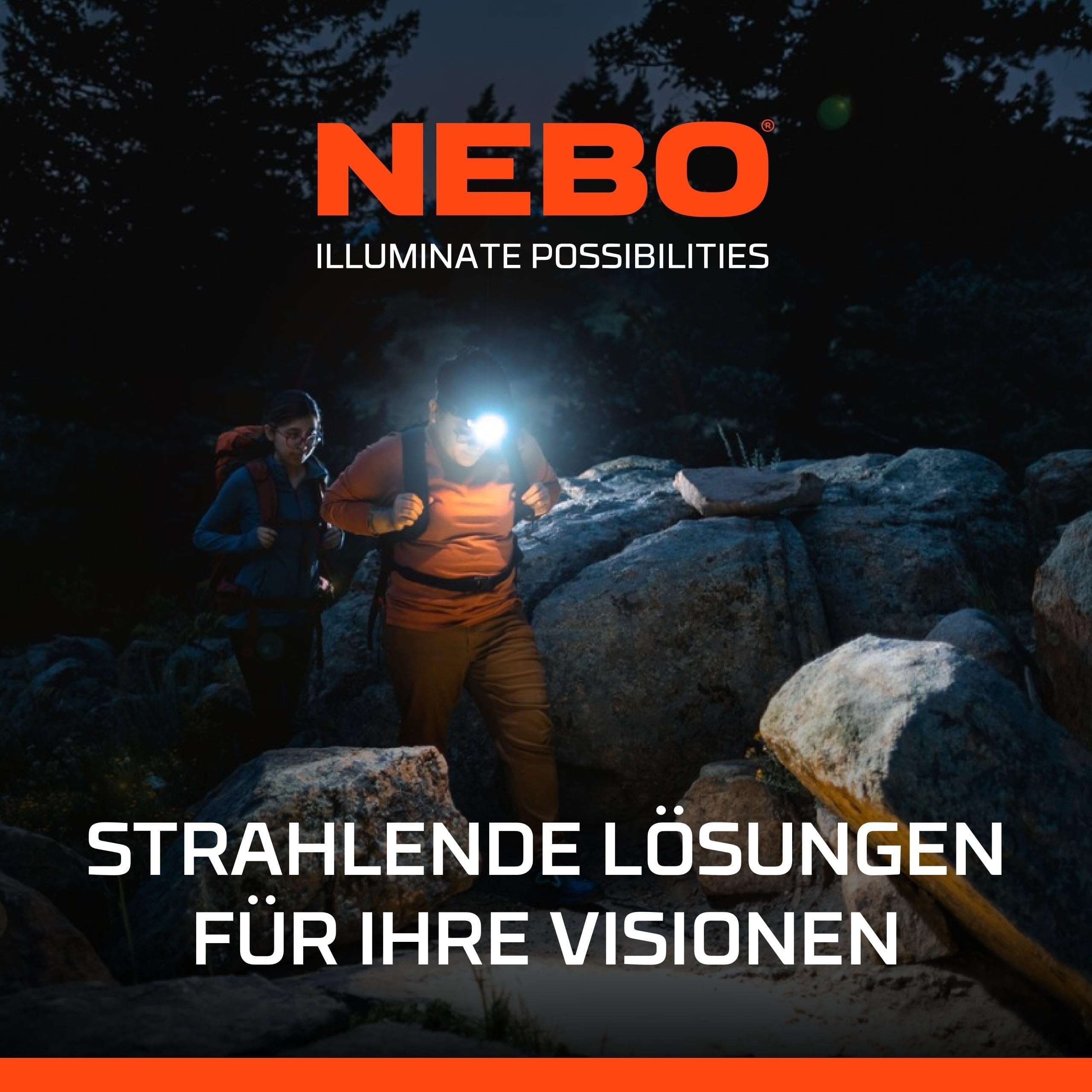 NEBO Einstein 1500 Flex - Kopflampe - Wiederaufladbare Stirnlampe mit 5 Lichtmodi - Wanderausrüstung & Camping Zubehör - Stirnlampe für Outdoor Joggen & Sport