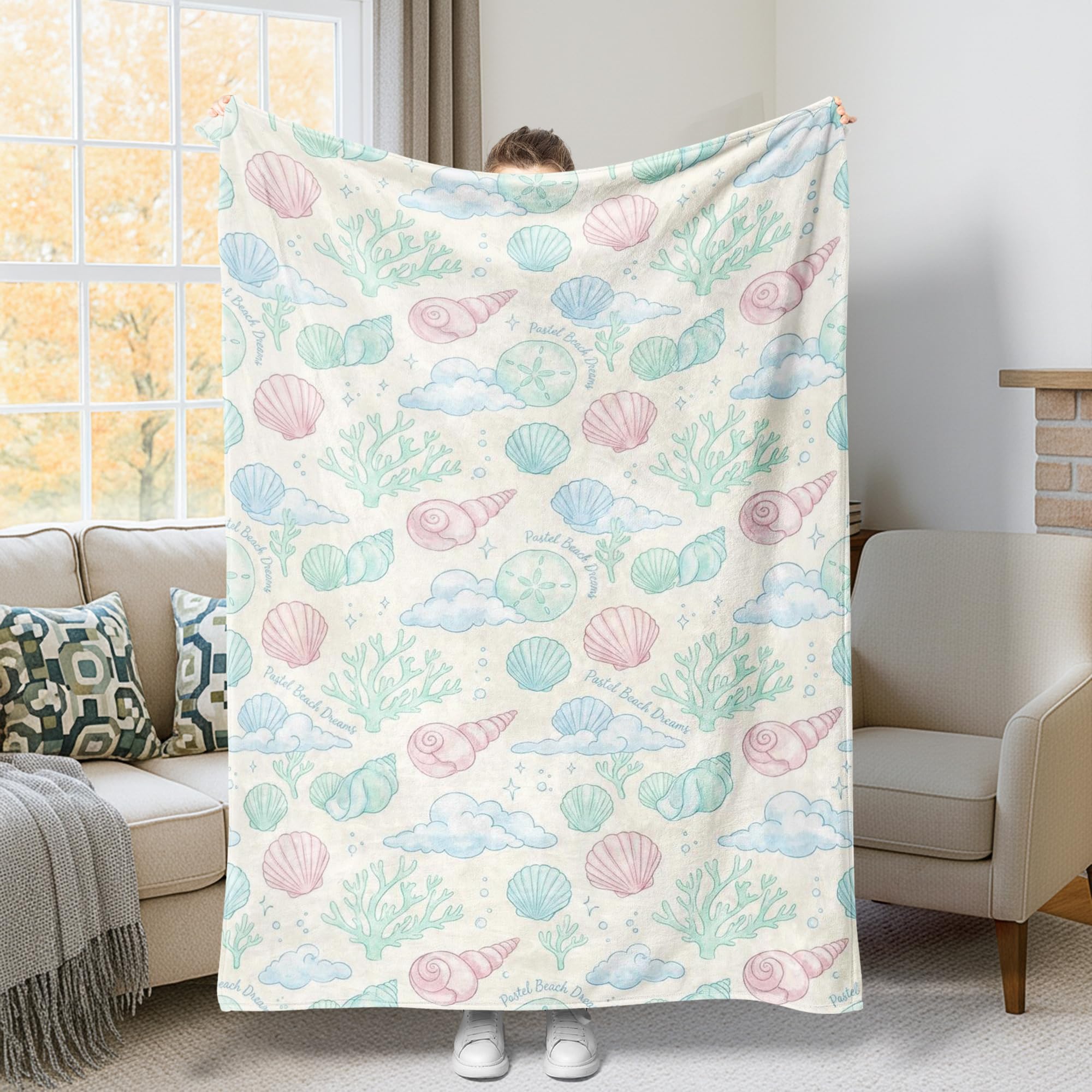 Couverture en fourrure pastel nuage de corail pour réchauffer vos soirées canapé
